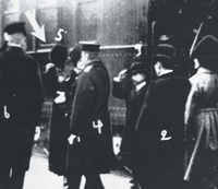 Ito Hirobumi arrives at Harbin Station (arrow)